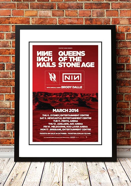 QUEENS OF THE STONE AGE Nine Inch Nails concert gig poster SYDNEY 3-7-14 2014 