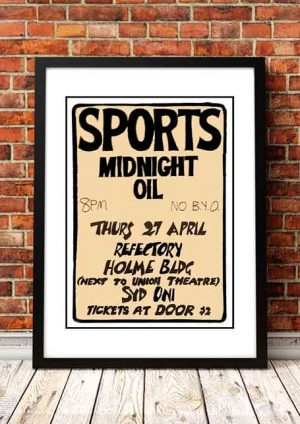 The Sports / Midnight Oil ‘Sydney Uni’ Concert Poster 1978